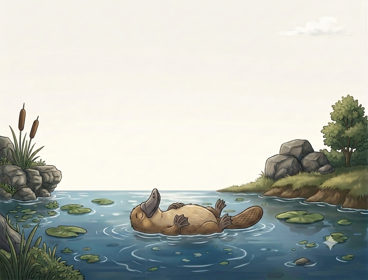 Otto floating peacefully in the pond